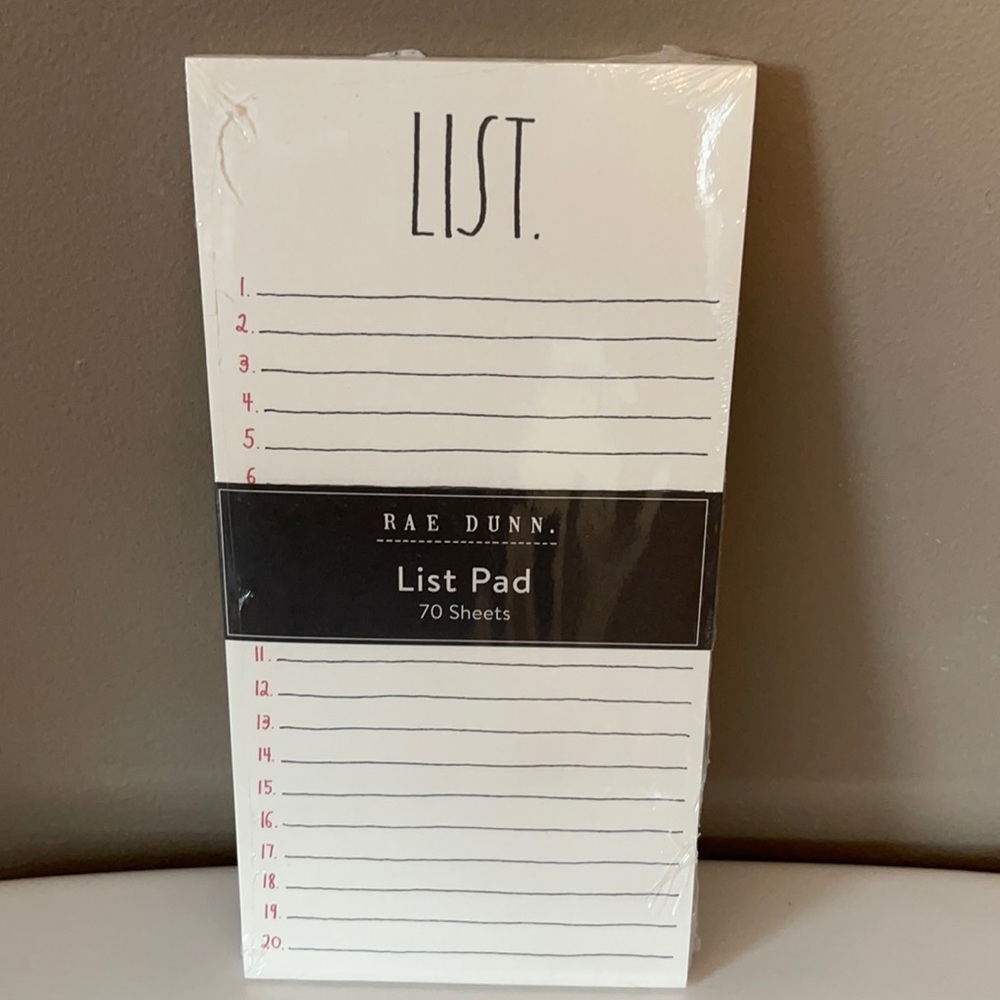 Rae Dunn - LIST - notepad